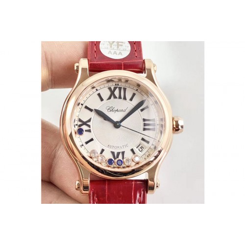 Chopard Happy Sport Automatic SS/RG 36mm OXF White Dial on Red Leather Strap A2892