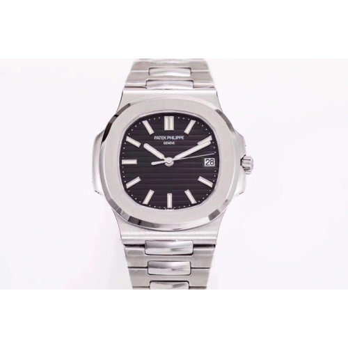 Patek Philippe Nautilus Jumbo 5711 MKF 1:1 Best Edition Black Textured Dial on SS Bracelet A324 Clone V6