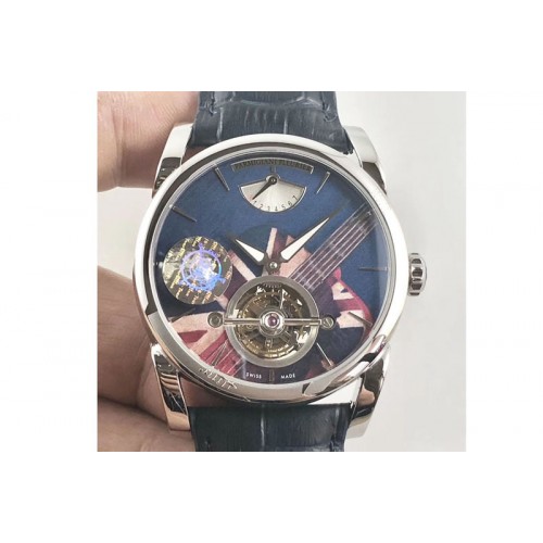 Parmigiani Fleurier Tonda Tourbillon Woodrock SS Real PR JBF Best Edition Blue Dial on Blue Leather Strap