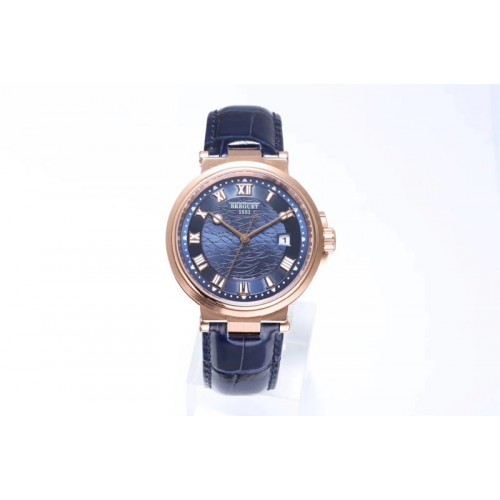 Breguet Marine 5517 RG V9F 1:1 Best Edition Blue Dial on Blue Leather Strap A23J