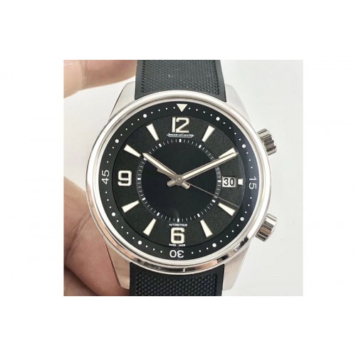 Jaeger-LeCoultre Polaris Geographic SS ZF 1:1 Best Edtion Black Dial on Black Rubber Strap Miyota 9015