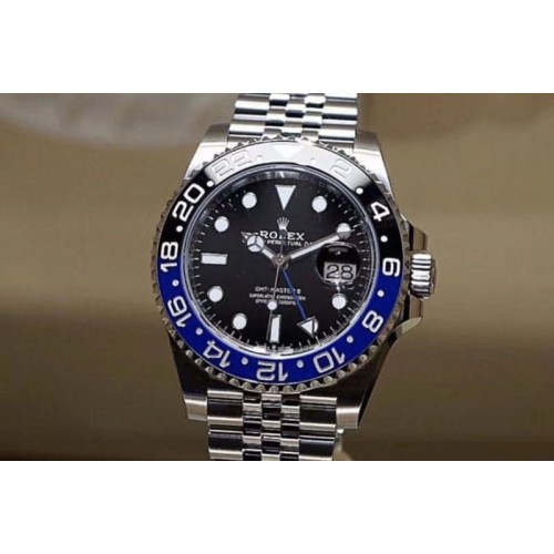 Rolex GMT-Master II 126710 Black/Blue Ceramic Bezel 904L SS GMF Best Edition Black Dial on 904L Jubilee Bracelet A2836