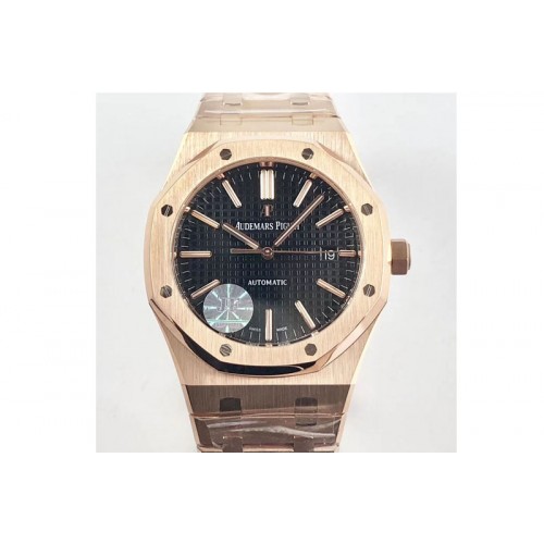 Audemars Piguet Royal Oak 41mm 15400 RG V5 JF 1:1 Best Edition Black Textured Dial on RG Bracelet A3120