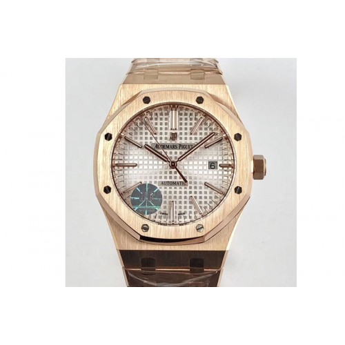 Audemars Piguet Royal Oak 41mm 15400 RG V5 JF 1:1 Best Edition White Textured Dial on RG Bracelet A3120