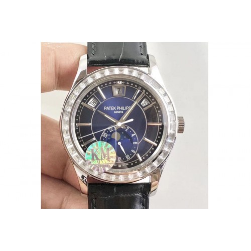 Patek Philippe Complications Series Moonphase SS KMF Diamond Bezel Blue Dial on Black Leather Strap Cal.324 Patek Philippe Complications Series Moonphase SS KMF Diamond Bezel Blue Dial on Black Leather Strap Cal.324