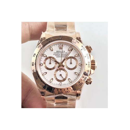 Rolex Daytona RG JH 1:1 Best Edition White Dial on RG Bracelet A4130 Super Clone