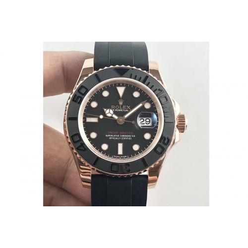 Rolex Yacht-Master 116655 DJF 1:1 Best Edition Black Ceramic Bezel on Oysterflex Rubber Strap A2836