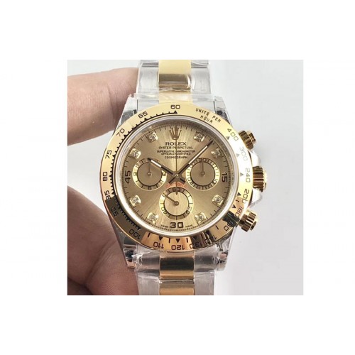 Rolex Daytona 116523 JH Best Edtion Gold Dial Diamond Markers on SS/YG Bracelet A4130 Rolex Daytona 116523 JH Best Edtion Gold Dial Diamond Markers on SS/YG Bracelet A4130