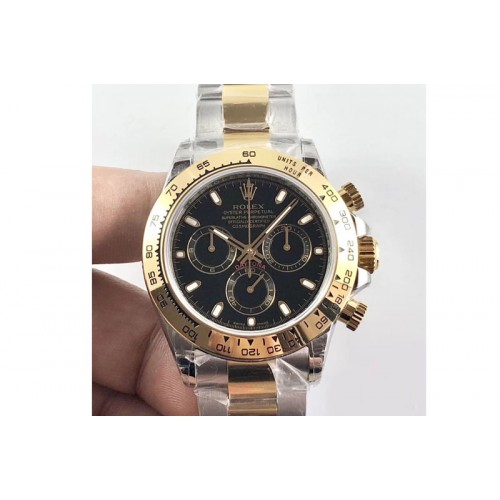 Rolex Daytona 116523 JH Best Edtion Black Dial Sticks Markers on SS/YG Bracelet A4130