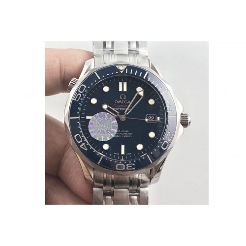 Omega Seamaster 300M Chronometer SS KM 1:1 Best Edition Ceramic Bezel Blue Dial on SS Bracelet A2500