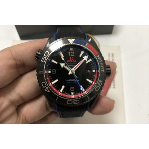 Omega Planet Ocean 45.5mm ETNZ "Deep Black" Real Ceramic VSF 1:1 Best Edition on Black Nylon Strap A8906 Super Clone