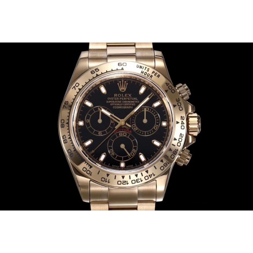 Rolex Daytona 116508 ARF 1:1 Best Edition YG Plated 904L SS Case and Bracelet Black Dial A4130 Super Clone Rolex Daytona 116508 ARF 1:1 Best Edition YG Plated 904L SS Case and Bracelet Black Dial A4130 Super Clone