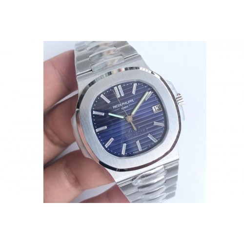 Patek Philippe Nautilus Jumbo 5711 40th PF 1:1 Best Edition Blue Textured Dial on SS Bracelet A324 Clone(Free Box)