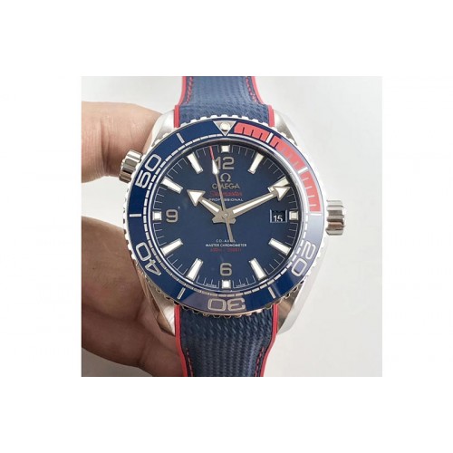 Omega Planet Ocean 43.5mm "Pyeongchang 2018" VSF 1:1 Best Edition Blue Dial on Blue Nylon Strap A8900 Super Clone