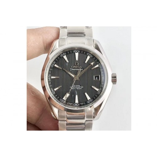 Omega Aqua Terra 150M SS TW 1:1 Best Edition Gray Textured Dial Silver Markers on SS Bracelet A8500 Super Clone