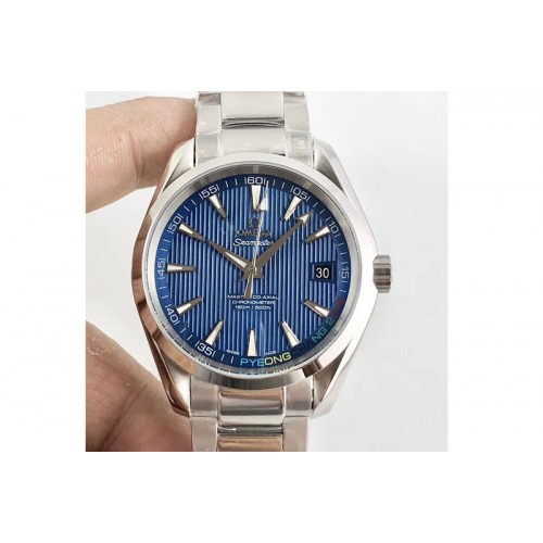 Omega Aqua Terra 150M Pyeong SS TW 1:1 Best Edition Blue Textured Dial Silver Markers on SS Bracelet A8500 Super Clone Omega Aqua Terra 150M Pyeong SS TW 1:1 Best Edition Blue Textured Dial Silver Markers on SS Bracelet A8500 Super Clone
