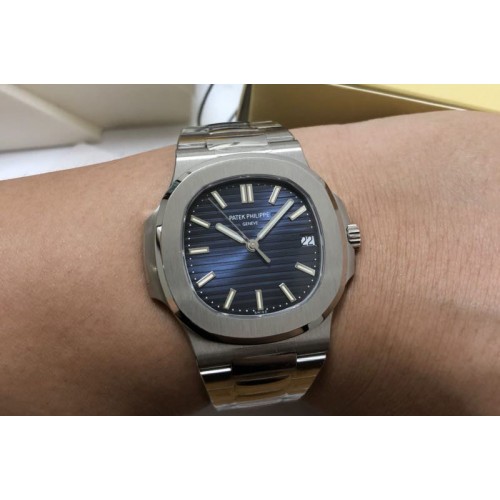 Patek Philippe Nautilus Jumbo 5711 Super Replication PPF 1:1 Best Edition Blue Textured Dial on SS Bracelet PPF324