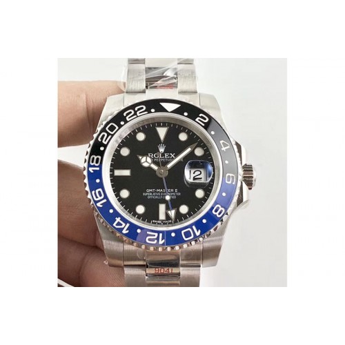Rolex GMT Master II 116710 Real Black/Blue Ceramic Bezel 904L SS DJF Best Edition Blue Dial on 904L Oyster Bracelet A2836 Rolex GMT Master II 116710 Real Black/Blue Ceramic Bezel 904L SS DJF Best Edition Blue Dial on 904L Oyster Bracelet A2836