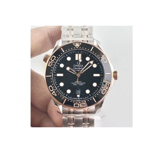 Omega 2018 Seamaster Diver 300M OMF Best Edition SS/RG Black Ceramic Black Dial on SS/RG Bracelet A8800 (Black Balance Wheel) Omega 2018 Seamaster Diver 300M OMF Best Edition SS/RG Black Ceramic Black Dial on SS/RG Bracelet A8800 (Black Balance Wheel)