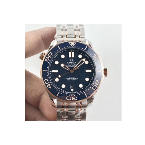 Omega 2018 Seamaster Diver 300M OMF Best Edition SS/RG Blue Ceramic Blue Dial on SS/RG Bracelet A8800 (Black Balance Wheel) Omega 2018 Seamaster Diver 300M OMF Best Edition SS/RG Blue Ceramic Blue Dial on SS/RG Bracelet A8800 (Black Balance Wheel)