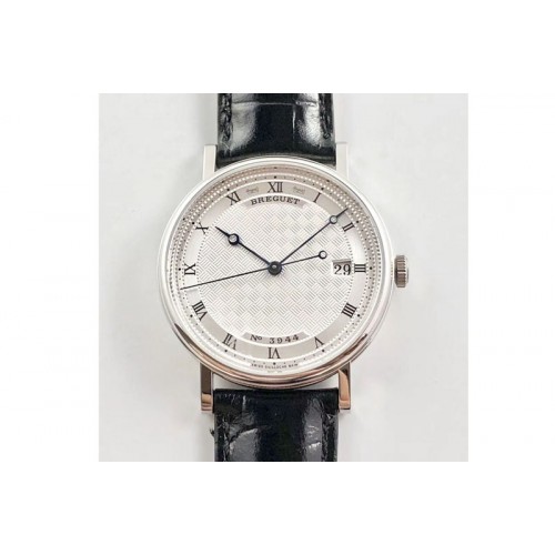 Breguet Classique Auto 5177 SS 3944  FK V3 1:1 Best Edition White Dial Numeral Markers On Black Leather Strap Cal.777Q