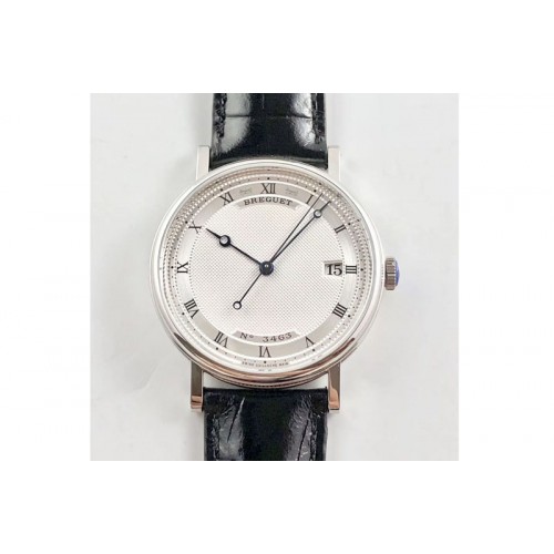 Breguet Classique Auto 5177 SS 3643  FK V3 1:1 Best Edition White Dial Numeral Markers On Black Leather Strap Cal.777Q