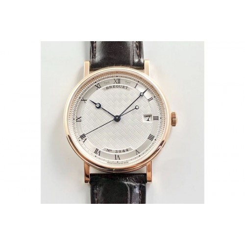 Breguet Classique Auto 5177 RG 3944 FK V3 1:1 Best Edition White Dial Numeral Markers On Brown Leather A777Q