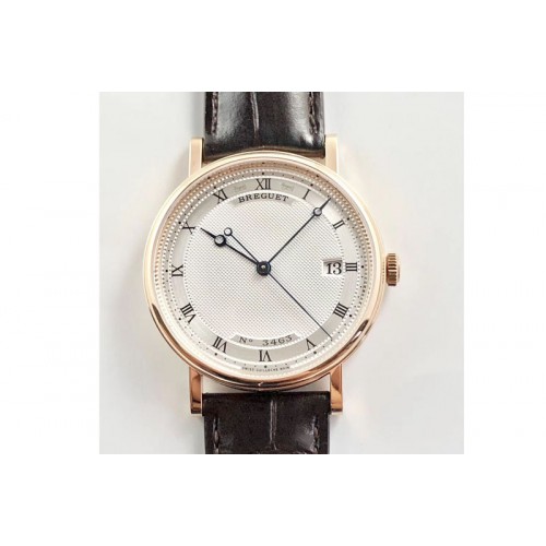 Breguet Classique Auto 5177 RG 3463 FK V3 1:1 Best Edition White Dial Numeral Markers On Brown Leather A777Q