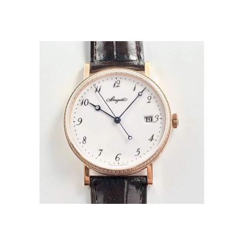 Breguet Classique Auto 5177 RG FK V3 1:1 Best Edition Diamond Bezel White Dial Numeral Markers On Brown Leather A777Q