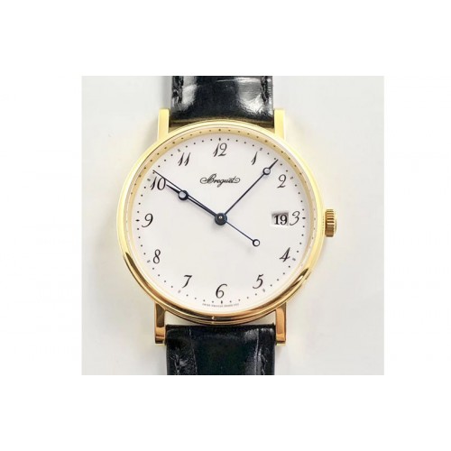 Breguet Classique Auto 5177 YG  FK V3 1:1 Best Edition White Dial Numeral Markers On Black Leather A777Q