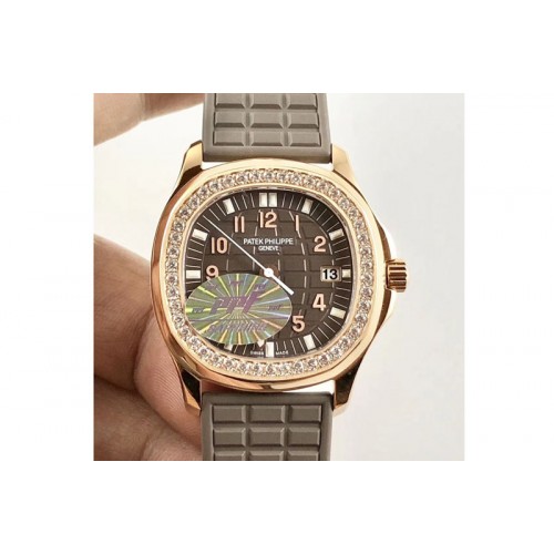 Patek Philippe Aquanaut 5067A PPF 1:1 Best Edition RG Brown Textured Dial on Brown Rubber Strap PP Cal.E23-250