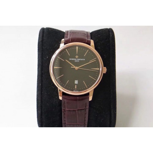 Vacheron Constantin Patrimony 85150 RG FK 1:1 Best Edition Black dial on Black Leather Cal.2450SC Vacheron Constantin Patrimony 85150 RG FK 1:1 Best Edition Black dial on Black Leather Cal.2450SC