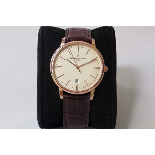 Vacheron Constantin Patrimony 85150 RG FK 1:1 Best Edition White dial on Brown Leather Cal.2450SC