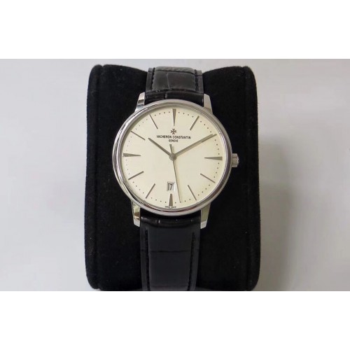 Vacheron Constantin Patrimony 85150 SS FK 1:1 Best Edition White dial on Black Leather Cal.2450SC