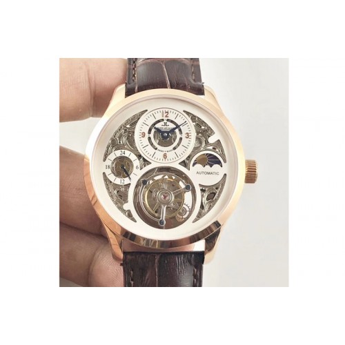 Jaeger-LeCoultre Master Tourbillon GMT RG/LE Moonphase Skeleton Dial Cal.3310 Tourbillon