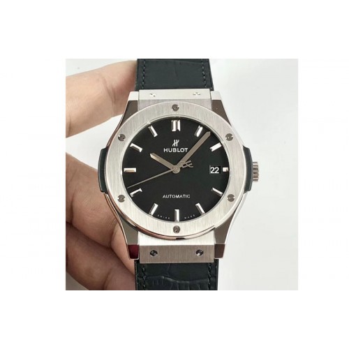 Hublot Classic Fusion 45mm Titanium WWF 1:1 Best Edition Black Dial on Black Gummy Strap A2892