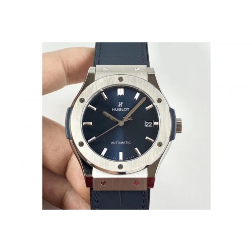 Hublot Classic Fusion 45mm Titanium WWF 1:1 Best Edition Blue Dial on Blue Gummy Strap A2892