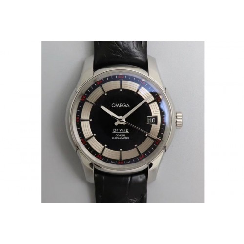 Omega De Ville Hour Vision 41mm SS VSF 1:1 Best Edition Black/Silver Dial on Black Croco Leather Strap A8500 Super Clone