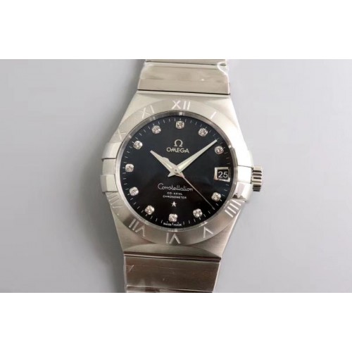 Omega Constellation 38mm SS VSF 1:1 Best Edition Black Dial Diamonds Markers on SS Bracelet A8500 Super Clone Omega Constellation 38mm SS VSF 1:1 Best Edition Black Dial Diamonds Markers on SS Bracelet A8500 Super Clone