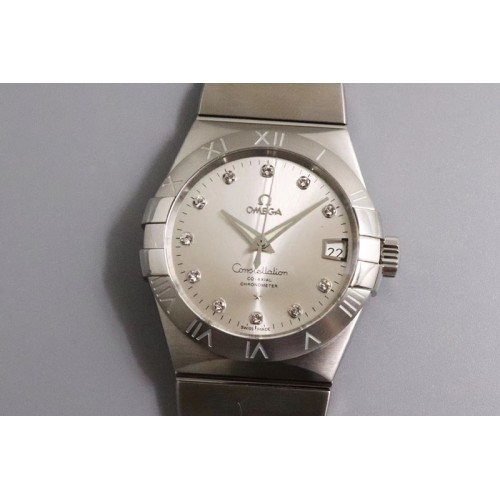 Omega Constellation 38mm SS VSF 1:1 Best Edition Silver Dial Diamonds Markers on SS Bracelet A8500 Super Clone Omega Constellation 38mm SS VSF 1:1 Best Edition Silver Dial Diamonds Markers on SS Bracelet A8500 Super Clone