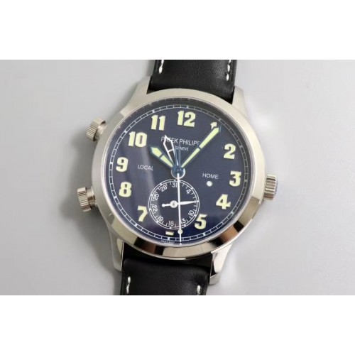 Patek Philippe Calatrava 5524G Pilot Travel Time GRF Blue Dial on Black Leather Strap MIYOTA 9015 Patek Philippe Calatrava 5524G Pilot Travel Time GRF Blue Dial on Black Leather Strap MIYOTA 9015