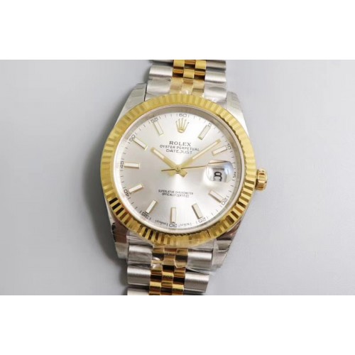 Rolex DateJust 41 126333 904L Yellow Gold DJ Best Edition White Dial Stick Markers on SS/YG Jubilee Bracelet A2824