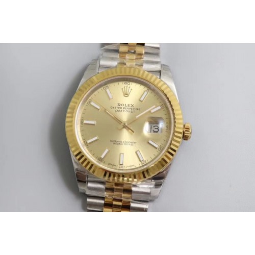 Rolex DateJust 41 126333 904L Yellow Gold DJ Best Edition YG Dial Stick Markers on SS/YG Jubilee Bracelet A2824