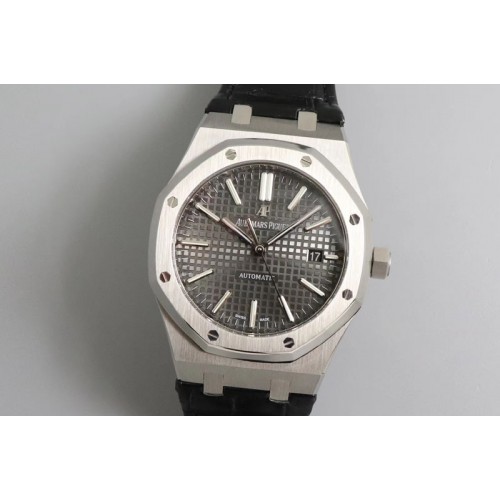 Audemars Piguet Royal Oak 41mm 15400 SS OMF 1:1 Best Edition Gray Textured Dial on Black Leather Strap A3120