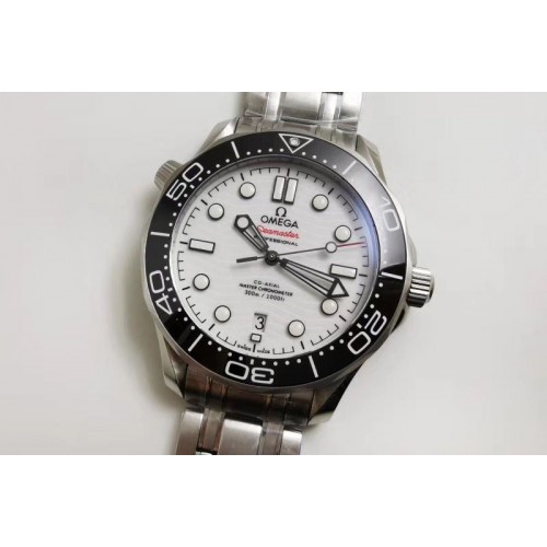Omega 2019 Seamaster Diver 300M OMF Best Edition Black Ceramic White Dial on SS Bracelet A8800