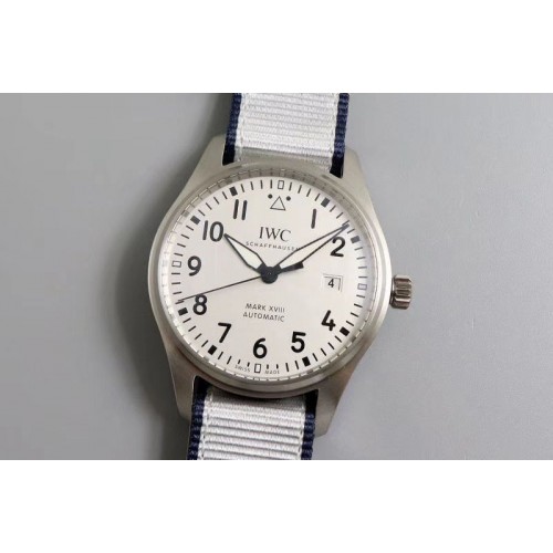 IWC Mark XVIII IW327002 SS M+F 1:1 Best Edition White Dial on White Nylon Strap A35111 (Free Leather) IWC Mark XVIII IW327002 SS M+F 1:1 Best Edition White Dial on White Nylon Strap A35111 (Free Leather)