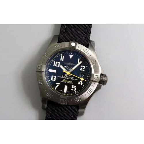 Breitling Avenger II Seawolf PVD GF 1:1 Best Edition Black Dial on Black Nylon Strap A2824 V2