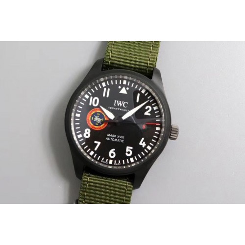 Mark XVIII 'TOPGUN SFTI' Ceramic M+F Best Edition Black Dial on Green Nylon Strap A35111
