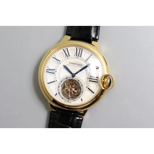 Cartier Ballon Bleu 42mm Tourbillon BL Best Edtion Yellow Gold White Dial Black Leather Strap Cartier Ballon Bleu 42mm Tourbillon BL Best Edtion Yellow Gold White Dial Black Leather Strap
