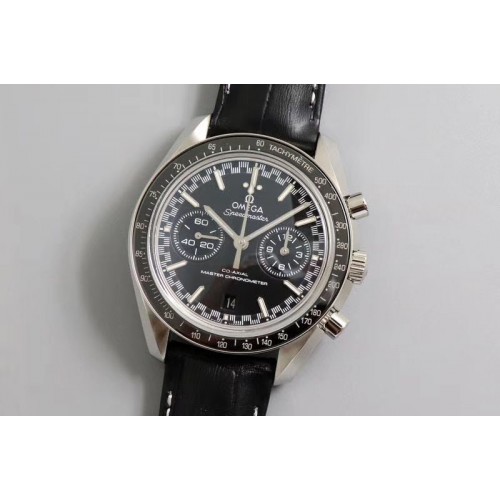 Omega Racing Master Chronometer OMF 1:1 Best Edition Black Dial on Black Leather Strap A9300